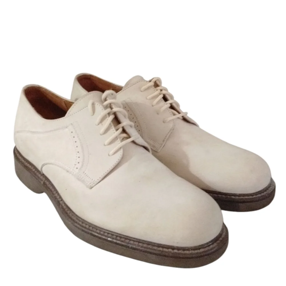 Johnston & Murphy Cream Oxfords Classic Lace Up Leather Shoe Size 9 M